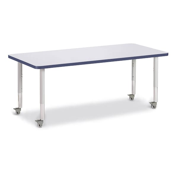 Berries Rectangle Activity Table, 30 in. x 72 in., Mobile, Freckled Gray/Navy/Gray